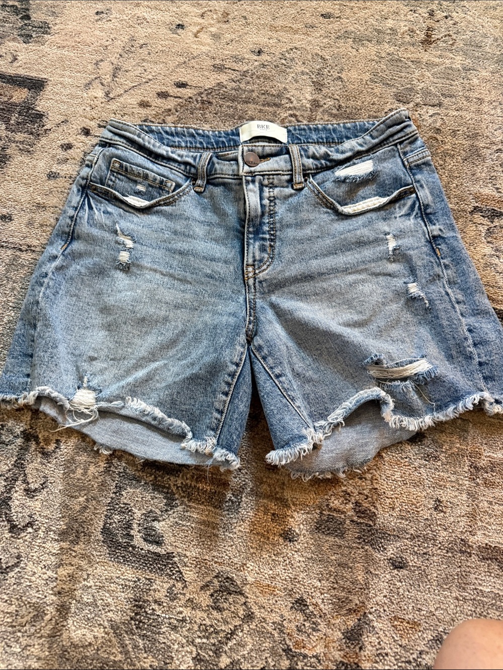 BKE Light Blue Distressed Denim Cutoff Shorts